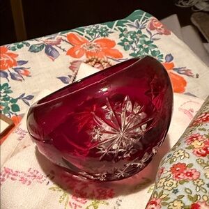 Elegant Ruby Red Glass Bowl Waterford